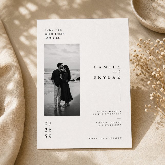 Plantilla de invitación de boda minimalista coster (Subido por el creador)