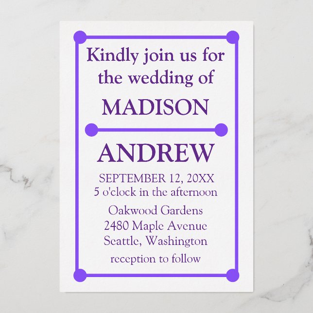 Plantilla de Invitación de Boda Moderna Azul Ondul (Anverso)