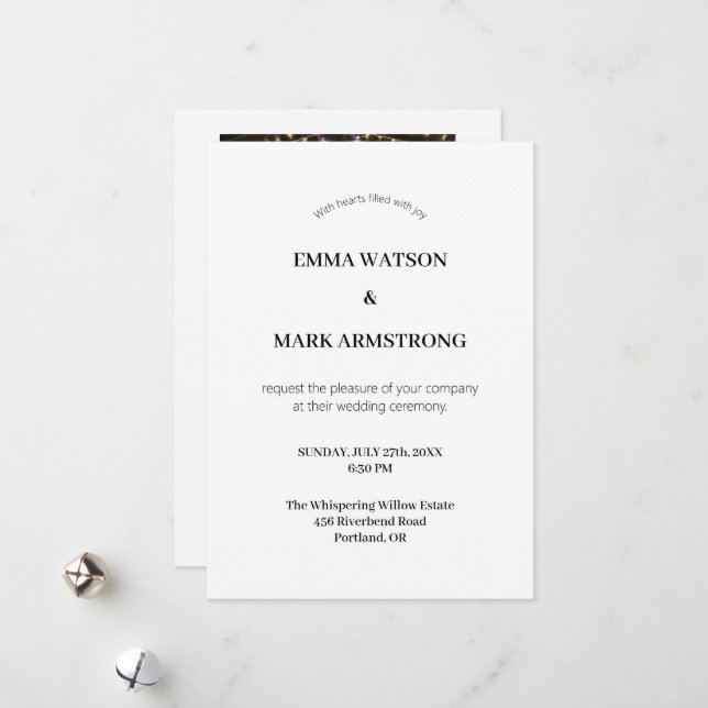Plantilla de invitación de boda moderna con foto (Anverso/Reverso In Situ)