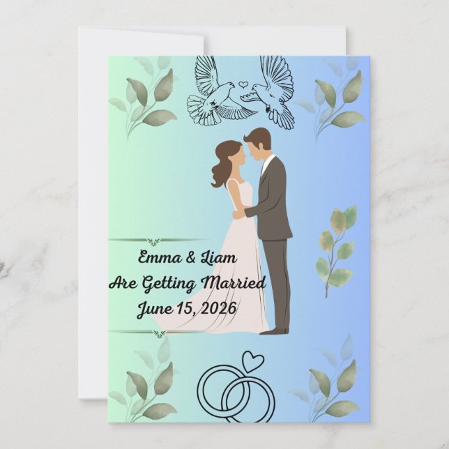 Plantilla de Invitación de Boda Moderna y Elegante (Anverso)