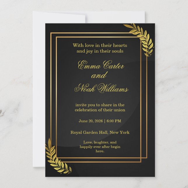 Plantilla de Invitación de Boda Moderna y Elegante (Anverso)