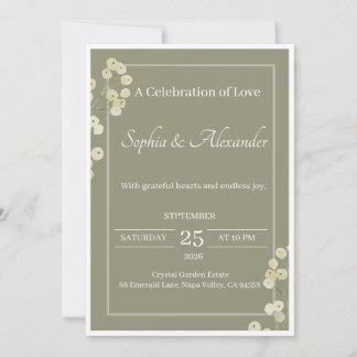Plantilla de Invitación de Boda Negra Elegante | L