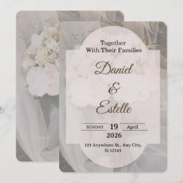 Plantilla de Invitación de Boda Neutral Boho Edita