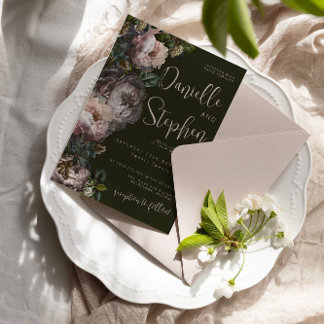Plantilla De Invitación De Boda Oscura Y Moody, Fl