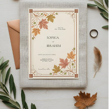 Plantilla de Invitación de Boda Otoñal Rústica