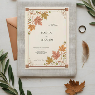 Plantilla de Invitación de Boda Otoñal Rústica