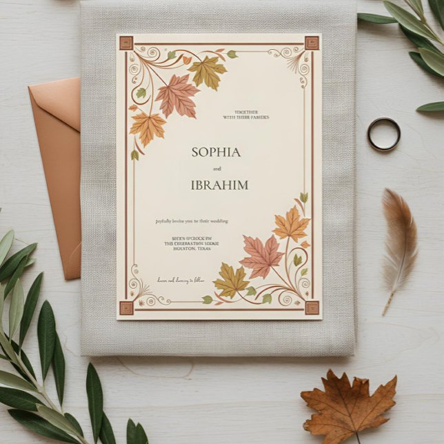 Plantilla de Invitación de Boda Otoñal Rústica (Subido por el creador)