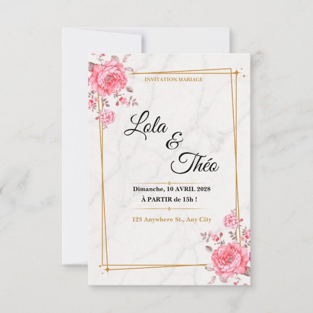 Plantilla de invitación de boda personalizable (Anverso)