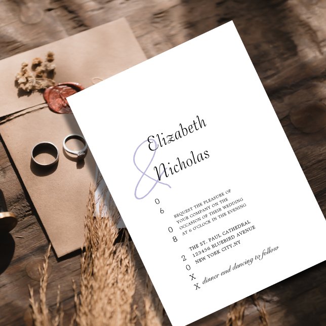 plantilla de invitación de boda simple en blanco y (Subido por el creador)