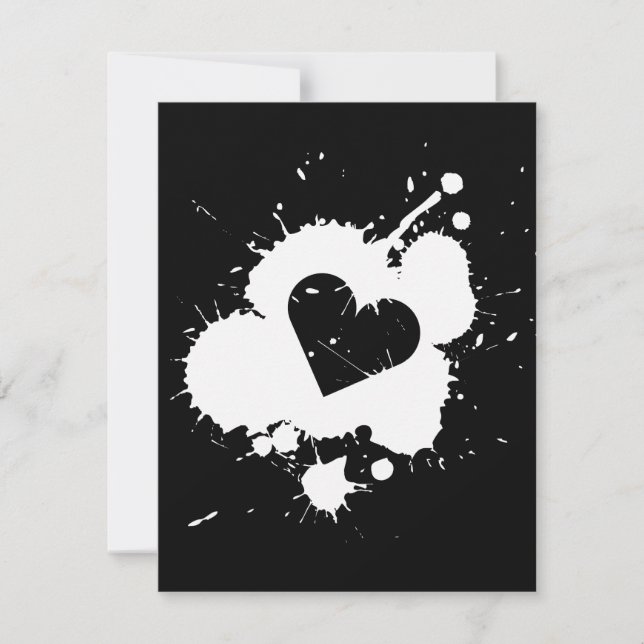 Plantilla de invitación de boda (Splatter Heart) 3 (Anverso)