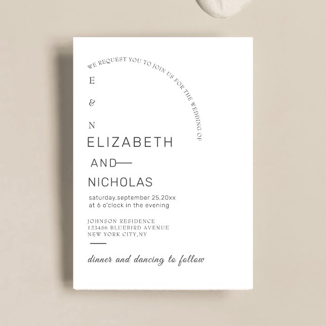 plantilla de invitación de boda única en blanco y  (Subido por el creador)