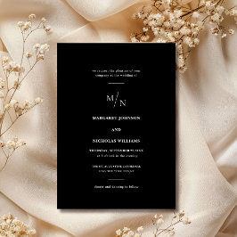 plantilla de invitación de boda única en blanco y 