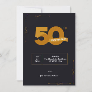 Plantilla de Invitación de Bodas de Oro Simple