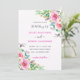 Plantilla de invitación de casamiento de Rosa de c