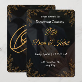 Plantilla de Invitación de Compromiso de Oro Negro