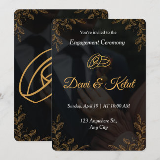 Plantilla de Invitación de Compromiso de Oro Negro