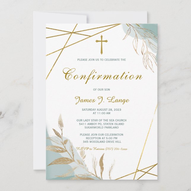 Plantilla de invitación de confirmación de niño (Anverso)