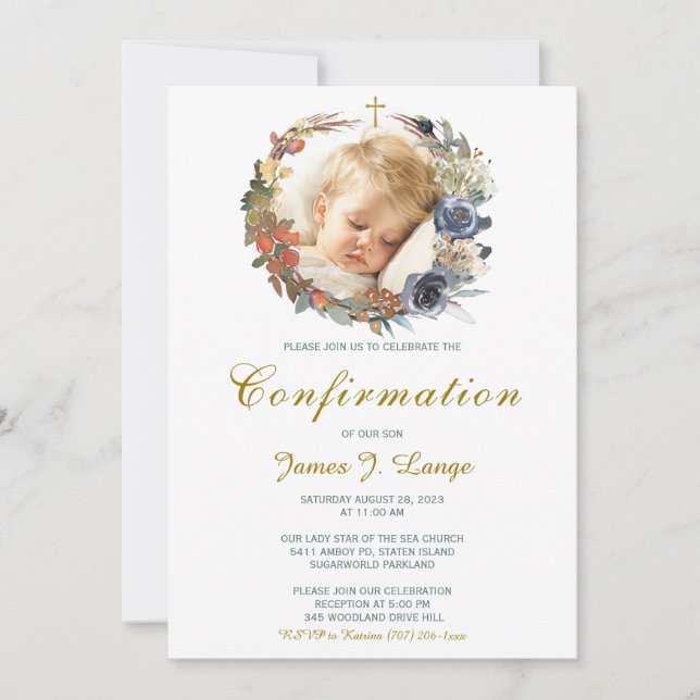 Plantilla de invitación de confirmación de niño (Anverso)