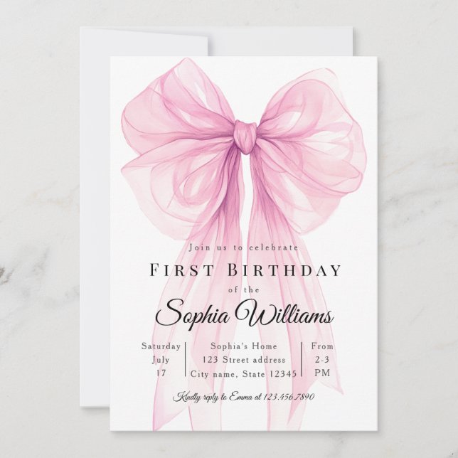 Plantilla de invitación de cumpleaños 1er cumpleañ (Anverso)