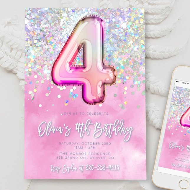 Plantilla de invitación de cumpleaños 4 rosa edita (Subido por el creador)