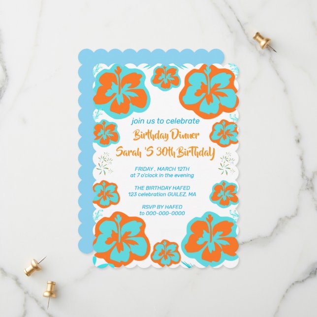 Plantilla de invitación de cumpleaños 55 55 digita (Anverso/Reverso In Situ)