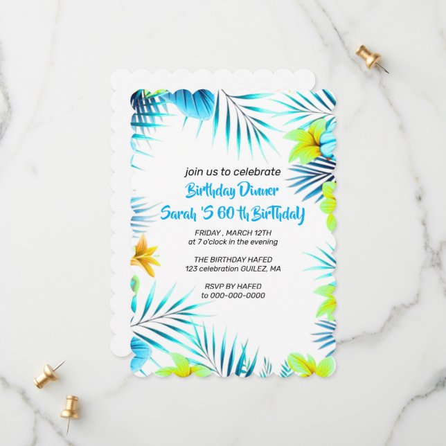 Plantilla de invitación de cumpleaños 60 cumpleaño (Anverso/Reverso In Situ)