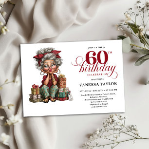 Plantilla de Invitación de Cumpleaños 60 para Seño