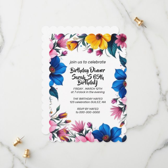 Plantilla de invitación de cumpleaños 68 editable  (Anverso/Reverso In Situ)