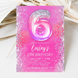 Plantilla de invitación de cumpleaños 6 rosa edita
