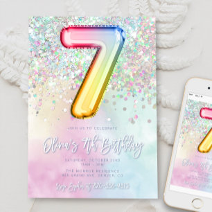 Plantilla de invitación de cumpleaños 7 editable R