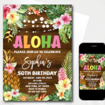 Plantilla de invitación de cumpleaños Aloha Hawaia