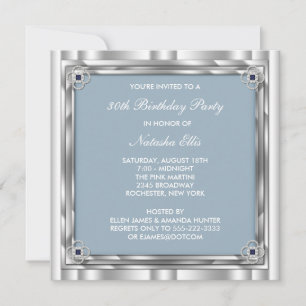 Plantilla de invitación de cumpleaños azul platead