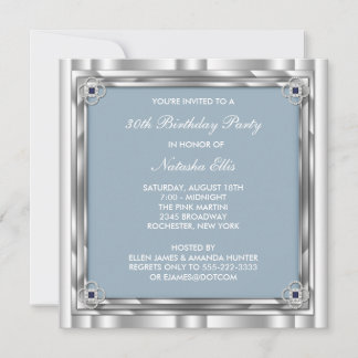 Plantilla de invitación de cumpleaños azul platead
