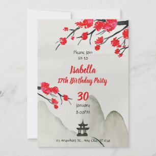 Plantilla de invitación de cumpleaños chino Año nu