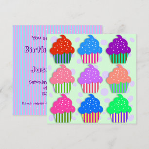 Plantilla de Invitación de Cumpleaños con Cupcakes