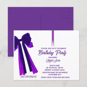 Plantilla de invitación de cumpleaños con lazo neg