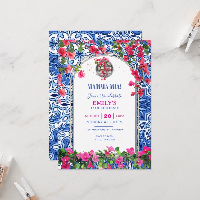Plantilla de invitación de cumpleaños con tema Mam (Anverso/Reverso In Situ)