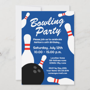 Plantilla de invitación de cumpleaños de bolos mod