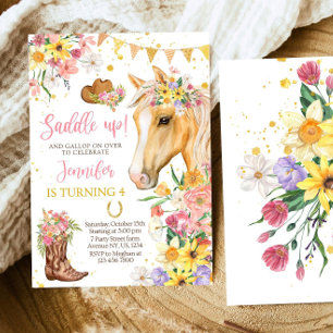 Plantilla de invitación de cumpleaños de caballo f