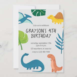 Plantilla de invitación de cumpleaños de Dinosaur