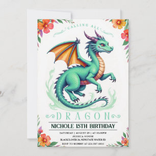 Plantilla de invitación de cumpleaños de Dragón Ve