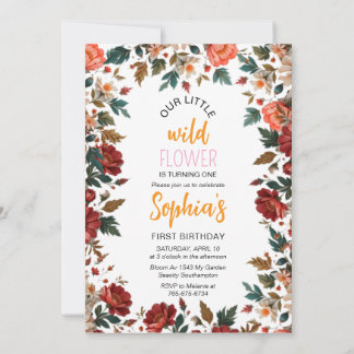 Plantilla de invitación de cumpleaños de flor silv