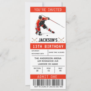 Plantilla de invitación de cumpleaños de hockey Ti