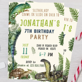 Plantilla de invitación de cumpleaños de reptil ed