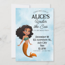 Plantilla de Invitación de Cumpleaños de Sirena Ne