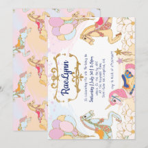Plantilla de invitación de cumpleaños de tiovivo c