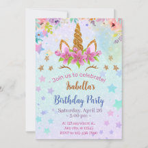 Plantilla de invitación de cumpleaños de Unicornio