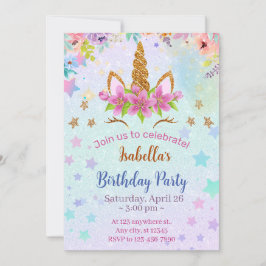 Plantilla de invitación de cumpleaños de Unicornio