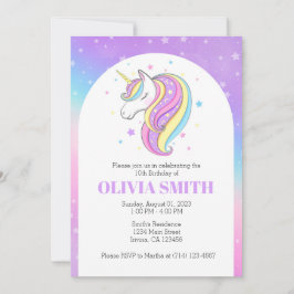 Plantilla de invitación de cumpleaños de unicornio