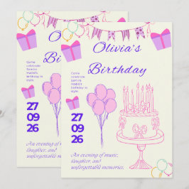 Plantilla de Invitación de Cumpleaños Elegante